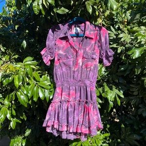 Misa Los Angeles Purple and Pink Floral Mini Dress